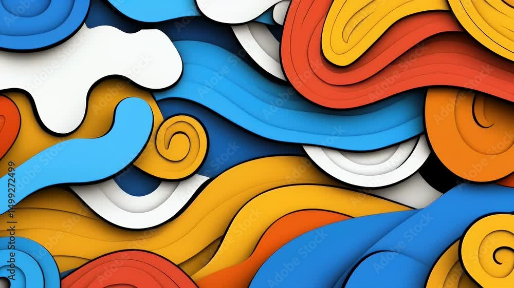 Poster colorful abstract flowing shapes animation loop