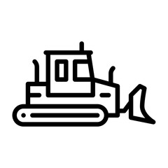 Bulldozer outline icon. construction vehicle black line illustration.