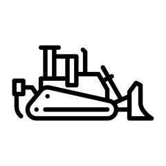 Bulldozer outline icon. construction vehicle black line illustration. © Izwarm