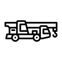 Crane truck outline icon. crane black line illustration.
