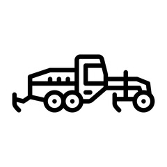 Motor grader outline icon. scraper black line illustration.