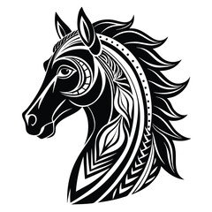 A Stylized Black and White Graphic Image of a Horse
