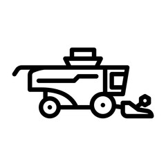 Harvester outline icon. construction vehicle black line illustration.