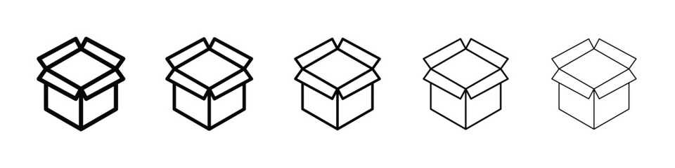 Open box icon or logo illustration outline black style