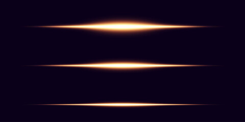 Fototapeta premium Glowing horizontal rays of light with sparkles and sparkles. Magical and sci-fi effects.