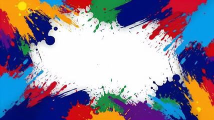 Colorful paint splashes burst on white background - Powered by Adobe