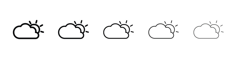 Partially cloudy icon or logo illustration outline black style