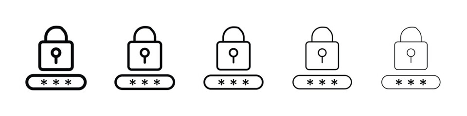 Password icon or logo illustration outline black style
