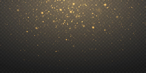 Golden glowing dust particles with soft shimmer effect. On transparent dark background. © Oleksandr