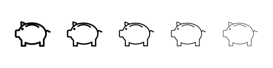 Piggy bank icon or logo illustration outline black style