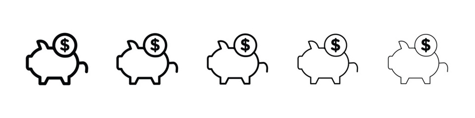 Piggy bank icon or logo illustration outline black style