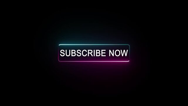 Subscribe Now Text neon YouTube Graphical Element 4K Animated icon.
