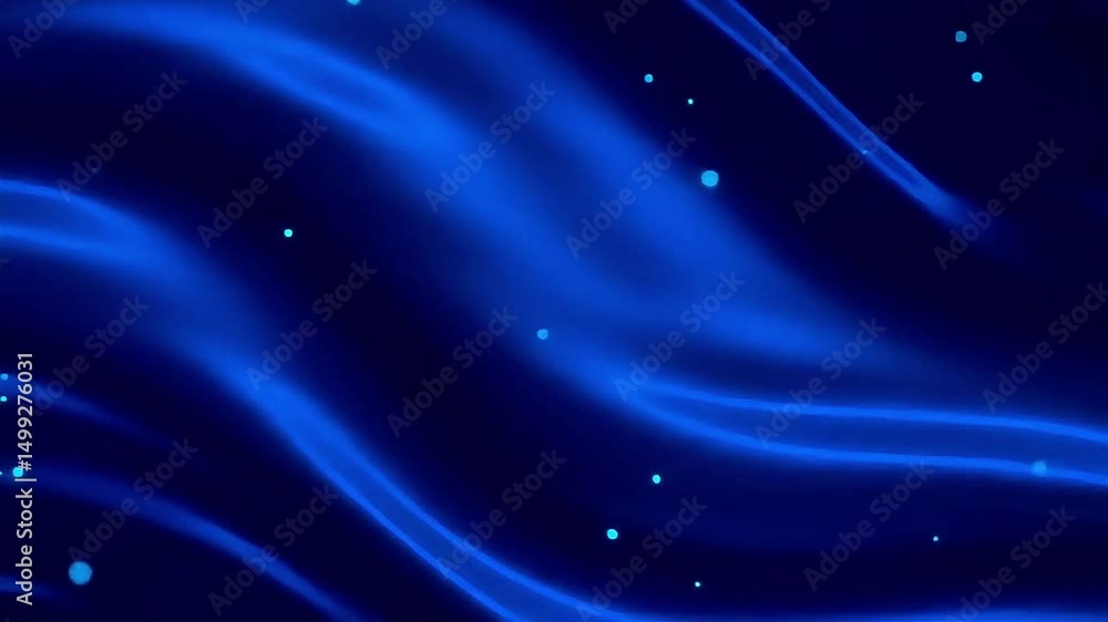 Poster Abstract Blue Light Streaks with Floating Particles Video Background Loop