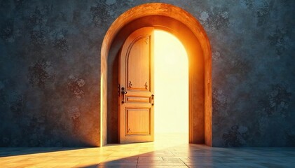 A brightly lit, wide-open doorway beckons, symbolizing welcome, opportunity, and new beginnings Sunlight streams in, illuminating the threshold and inviting entry , welcome, transition