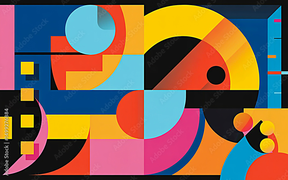 Aufkleber dynamic abstract design of colorful overlapping geometry