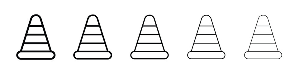 Road cone icon or logo illustration outline black style