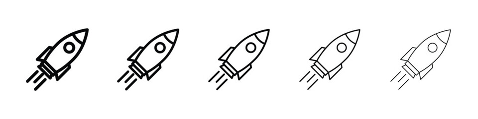 Rocket icon or logo illustration outline black style