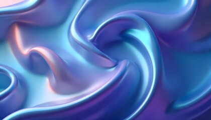 Abstract blue and purple waves flowing over soft satin fabric texture with a silky, fluid design