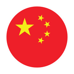 China flag circle. Chinese round flag transparent PNG and vector Illustration.