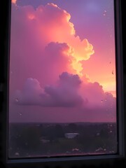 Dramatic orange and blue sunset over the ocean with sun rays on the horizon
