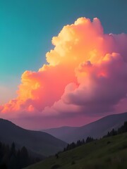Dramatic orange and blue sunset over the ocean with sun rays on the horizon