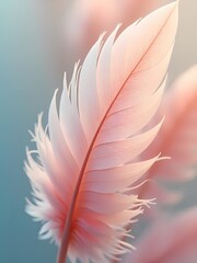 Pink and white feathers create a light, colorful, seamless pattern with an artistic, decorative bird design