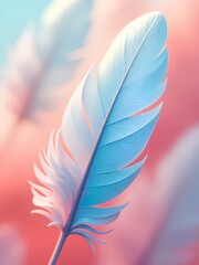 Pink and white feathers create a light, colorful, seamless pattern with an artistic, decorative bird design