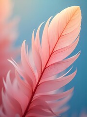 Pink and white feathers create a light, colorful, seamless pattern with an artistic, decorative bird design