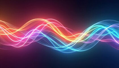 a close up of a colorful wave of light on a dark background