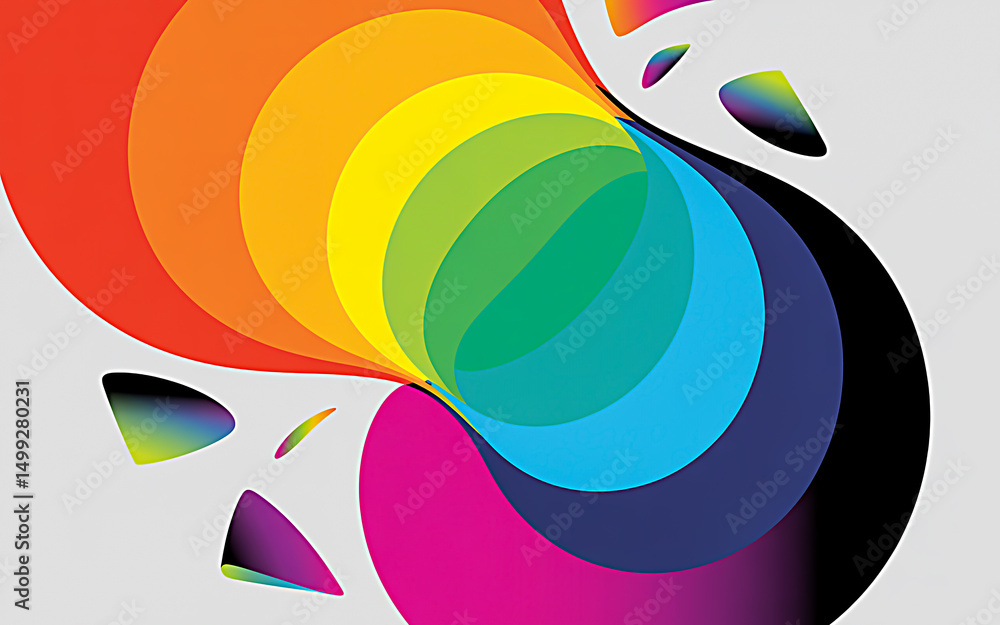 Poster seamless abstract pattern with vibrant overlapping shapes on a cream background – perfect for modern