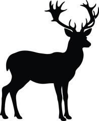Majestic Stag Silhouette Elegant Black and White Illustration