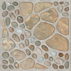 River Stone Pebbles Seamless Texture Tile Pattern For Interior	