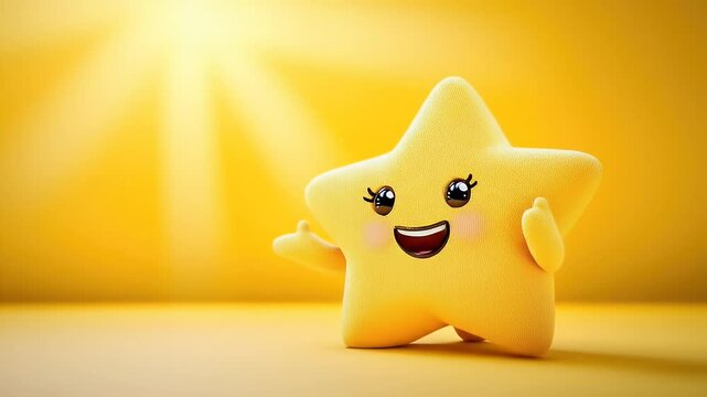 Cute smiling star character animation
