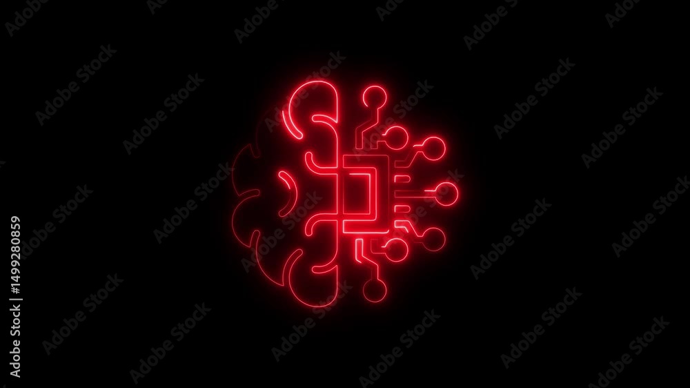 Poster glowing neon brain circuitry symbolizing artificial intelligence and cognitive technologies
