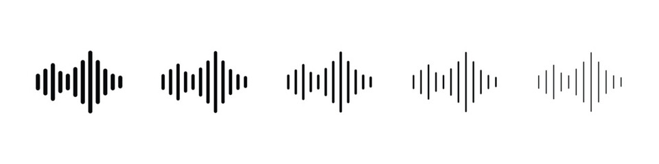 Sound wave icon or logo illustration outline black style