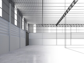 3d rendering of interior warehouse