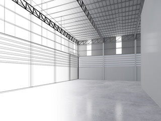 3d rendering of interior warehouse