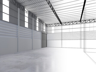 3d rendering of interior warehouse