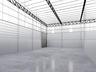 3d rendering of interior warehouse