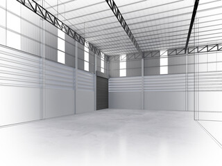 3d rendering of interior warehouse