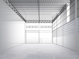 3d rendering of interior warehouse