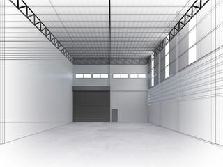 3d rendering of interior warehouse