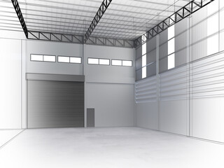 3d rendering of interior warehouse