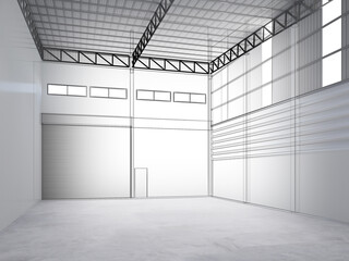 3d rendering of interior warehouse