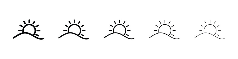 Sunrise icon or logo illustration outline black style