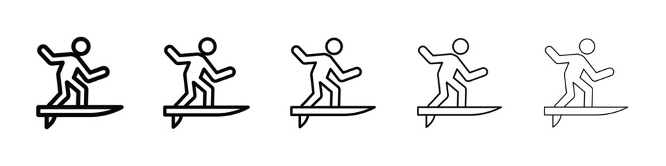 Surfer icon or logo illustration outline black style