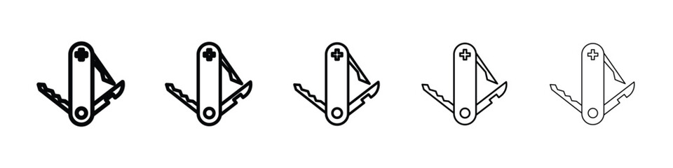 Swiss Knife icon or logo illustration outline black style