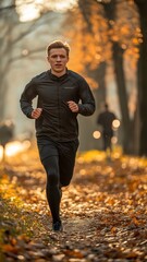 Fototapeta premium Jogging Fitness Young Man Healthy Sport Workout