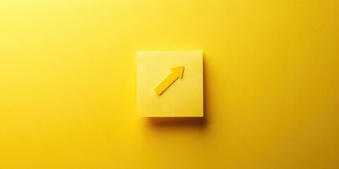 A yellow sticky note on a bright and cheerful yellow background with an arrow pointing upwards and a subtle gradient effect