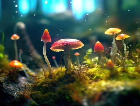 Fototapeta Magiczne Grzyby w Zaczarowanym Lesie